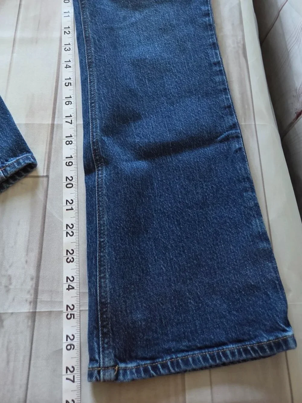 J. Crew Mid-Rise Flare Crop Jeans Women’s 26T, exposed button fly closure
